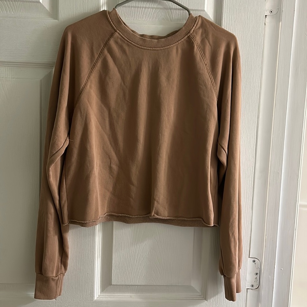 Forever 21 Cropped Crewneck Sweatshirt in Brown
